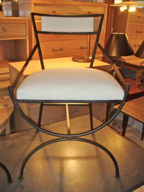 Pair of Mid Century Iron Chairs In Excellent Condition For Sale In Bridgehampton, NY