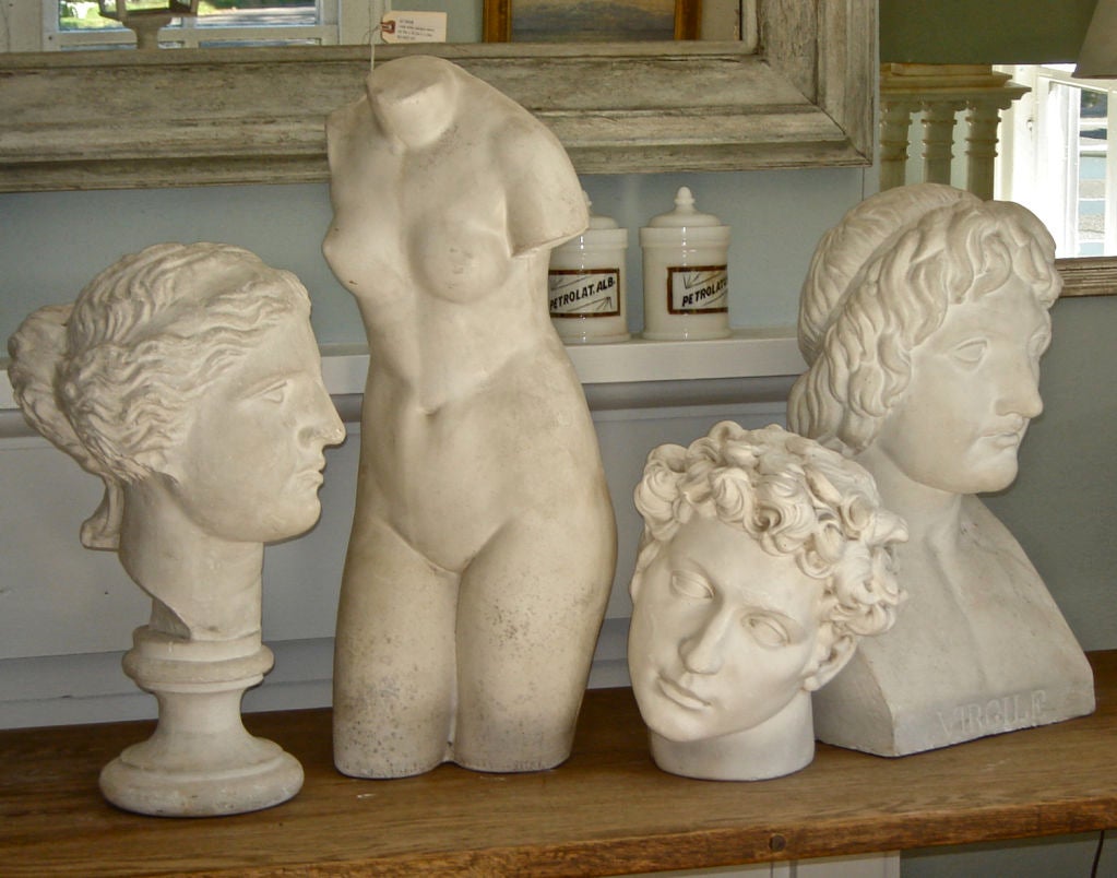 Four plaster casts of Classical Greek sculptures. Can be sold separately. Please call for pricing