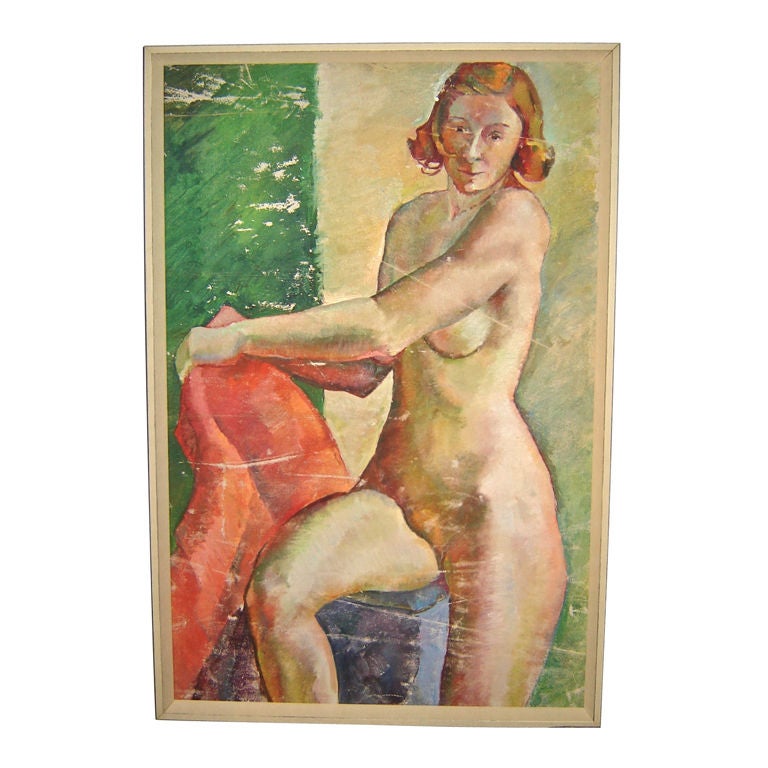 Large Oil on Canvas Nude For Sale