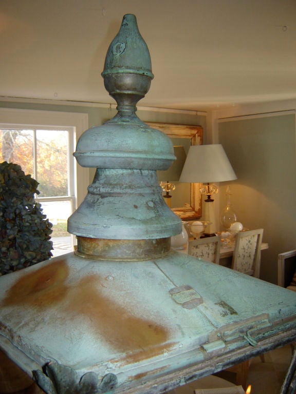 PAIR of Large Verdigris Lanterns In Excellent Condition In Bridgehampton, NY