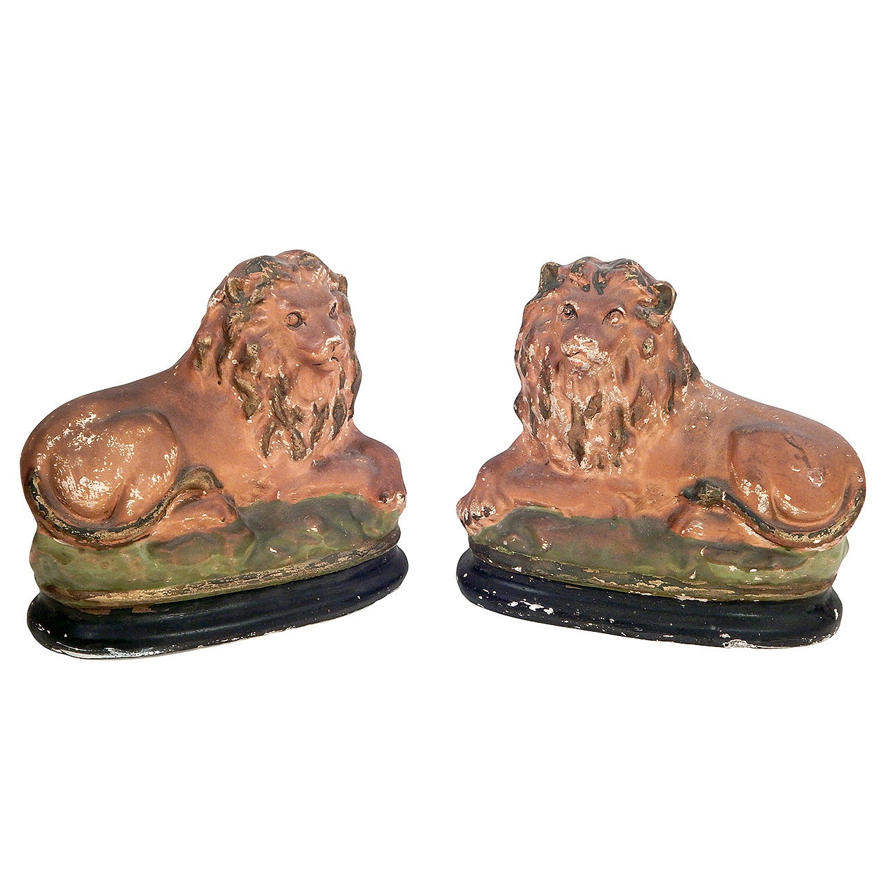 Pair of Painted Chalkware Lions