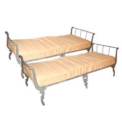 Antique Pair of French Iron Daybeds