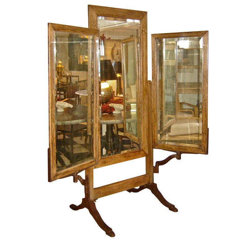 Oak 3 Panel Dressing Mirror