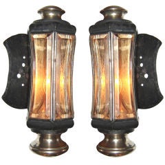 Antique Pair of Unusual Lantern Sconces