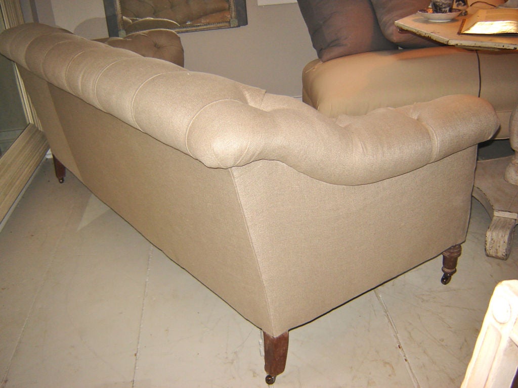 Tufted Edwardian Sofa In Excellent Condition In Bridgehampton, NY