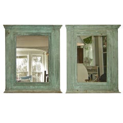 Pair of Bronze Verdigiris Mirrors