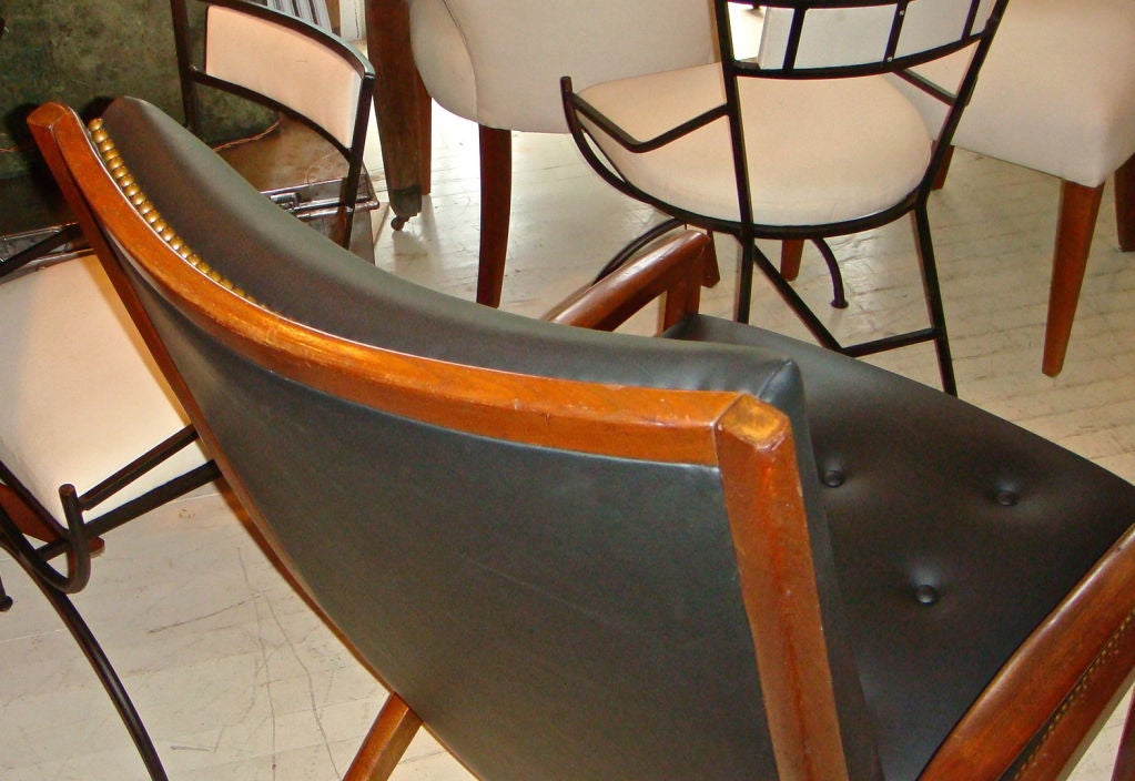 Ed Wormley Teak and Leather Chair In Excellent Condition In Bridgehampton, NY