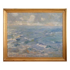 Vintage Abstract Ocean Oil on Canvas