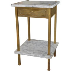 Antique Brass and Marble Night Stand