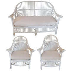 Curvilinearl Three-Piece Stick Wicker Set