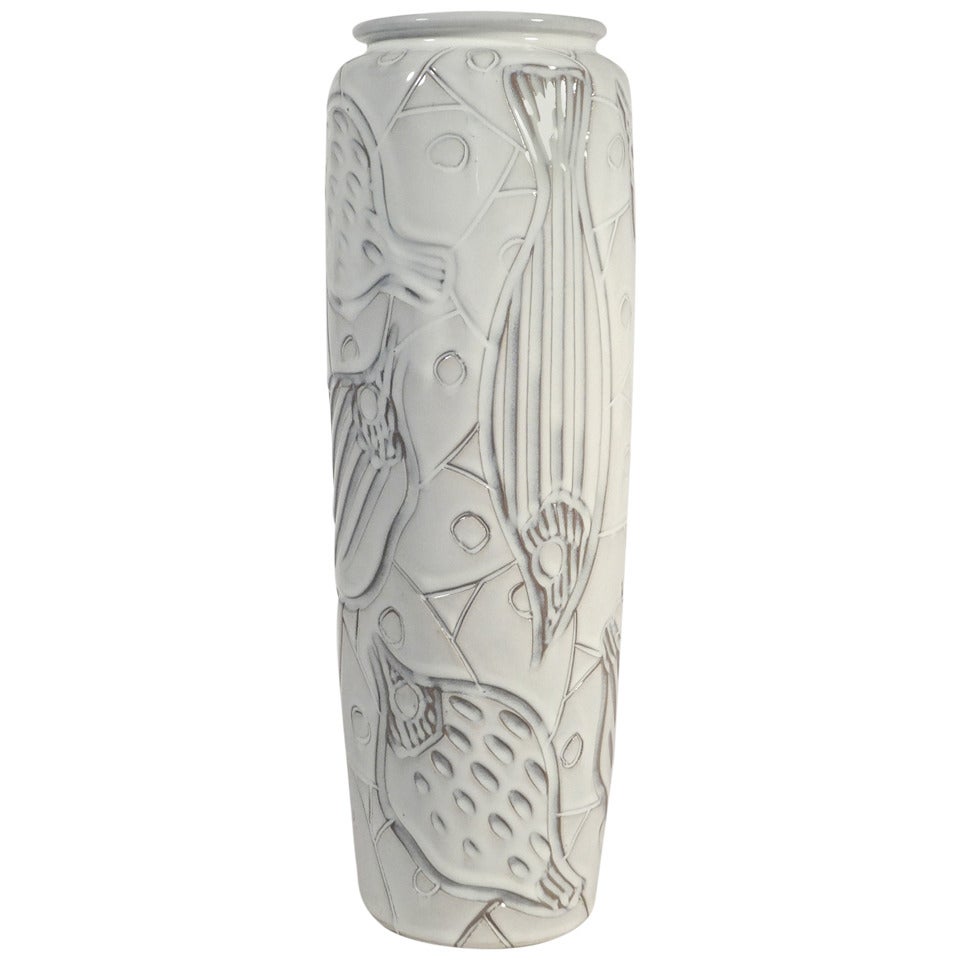 Large Japanese Sgraffito Vase