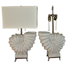 Pair of Plaster Nautilus Lamps
