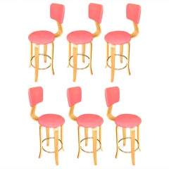 Five Mid Century Bentwood Stools