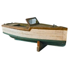 Large Folk Art Boat Model
