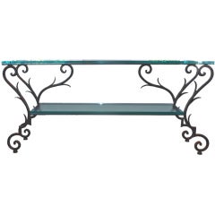 Iron and Glass Console Vintage Iron and Glass Console
