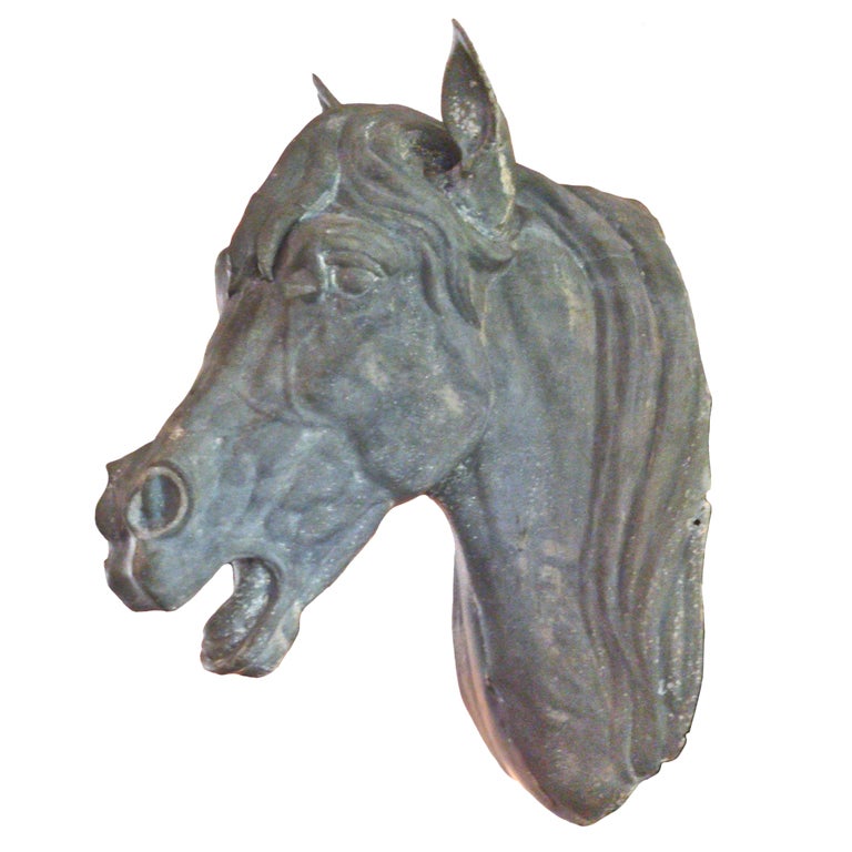 Life Size French Zinc Horse Head