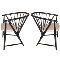 Spectacular Pair of Sonna Rosen "Sun Feather" Chairs