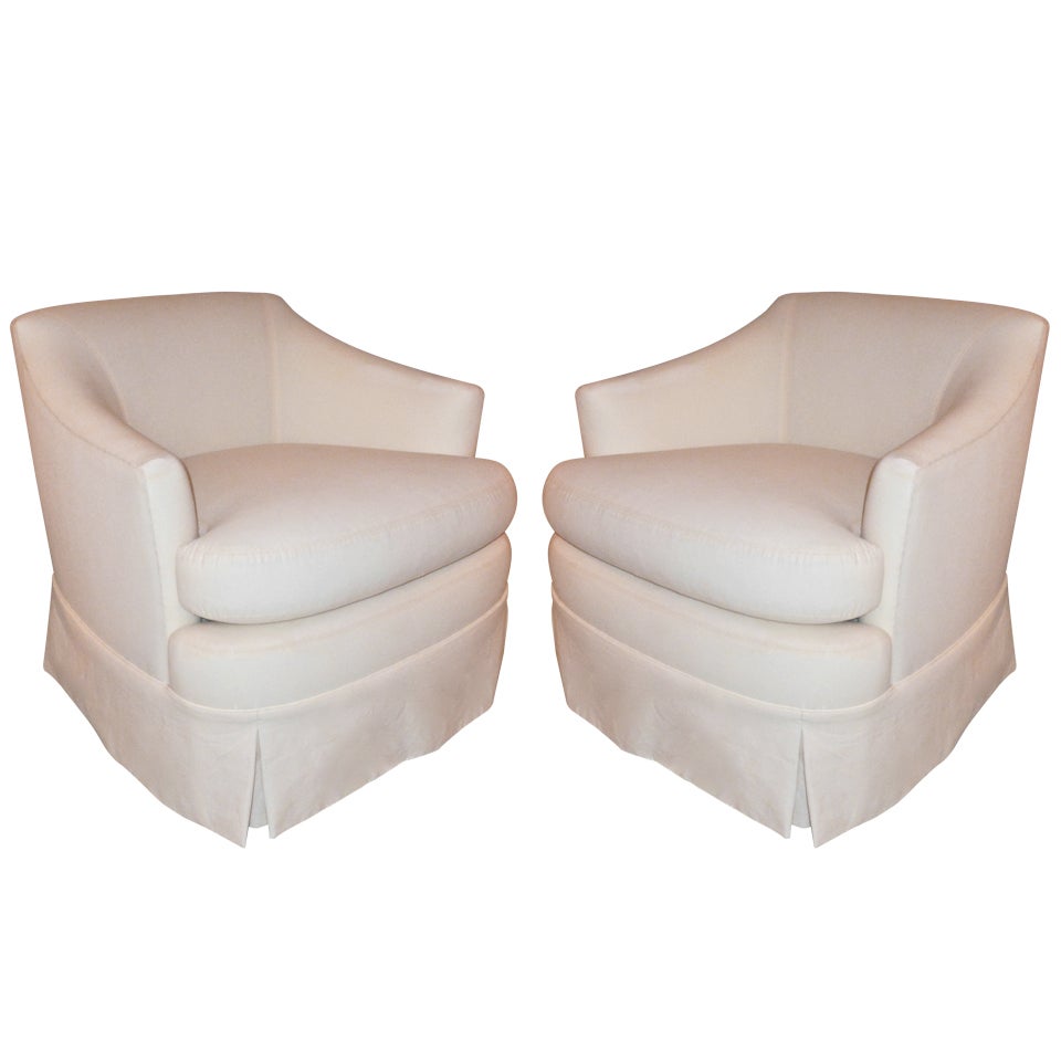 Pair of Low Back Swivel Chairs at 1stDibs
