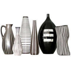 Collection of Black and White Mid Century Pottery