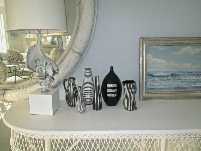 20th Century Collection of Black and White Mid Century Pottery