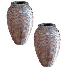 Pair of 30 Inch High Japanese Baskets