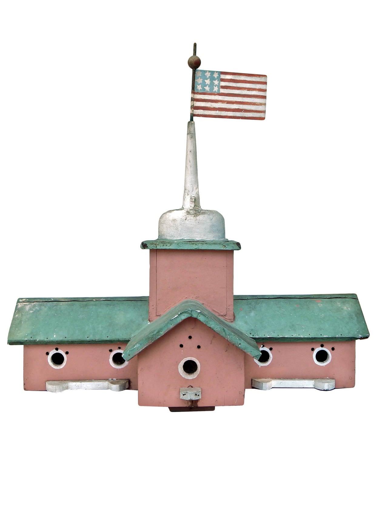 Wonderful Folk Art birdhouse in original faded paint with great age patina.