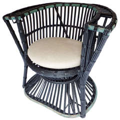 Unusual Curved Stick Wicker Chair