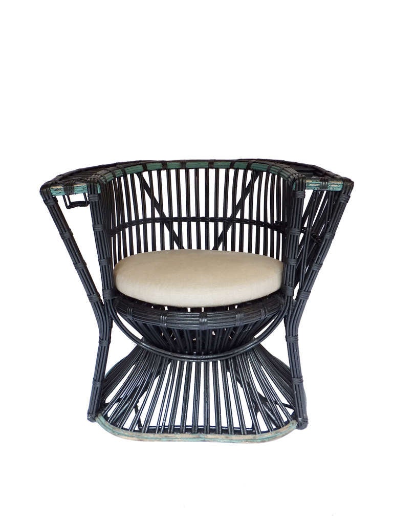 Unusual Curved Stick Wicker Chair