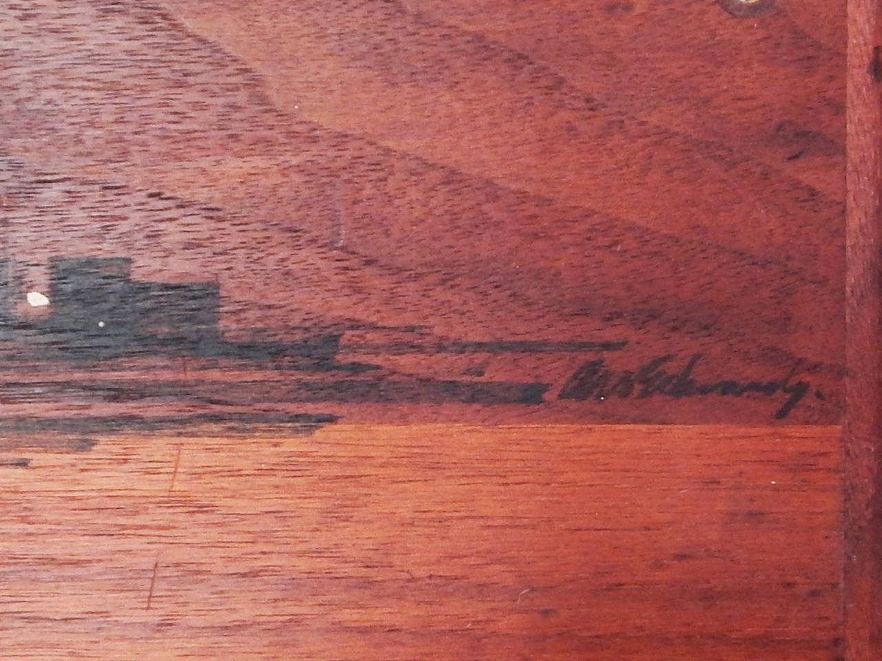 Mid-Century Painted Walnut Panels of NYC Skyline 4