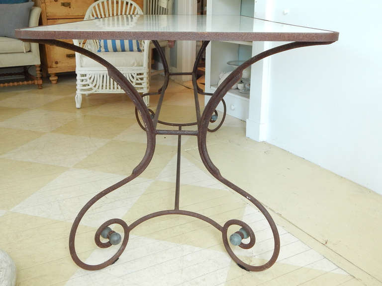 French Iron Table with Milk Glass Top 2