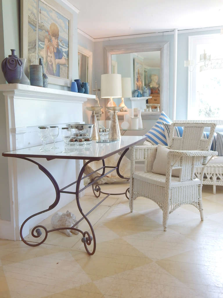 French Iron Table with Milk Glass Top 4