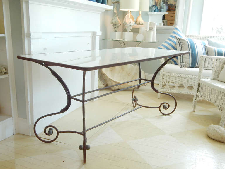 French Iron Table with Milk Glass Top 5