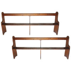 Antique Pair of Early Train Depot Benches.