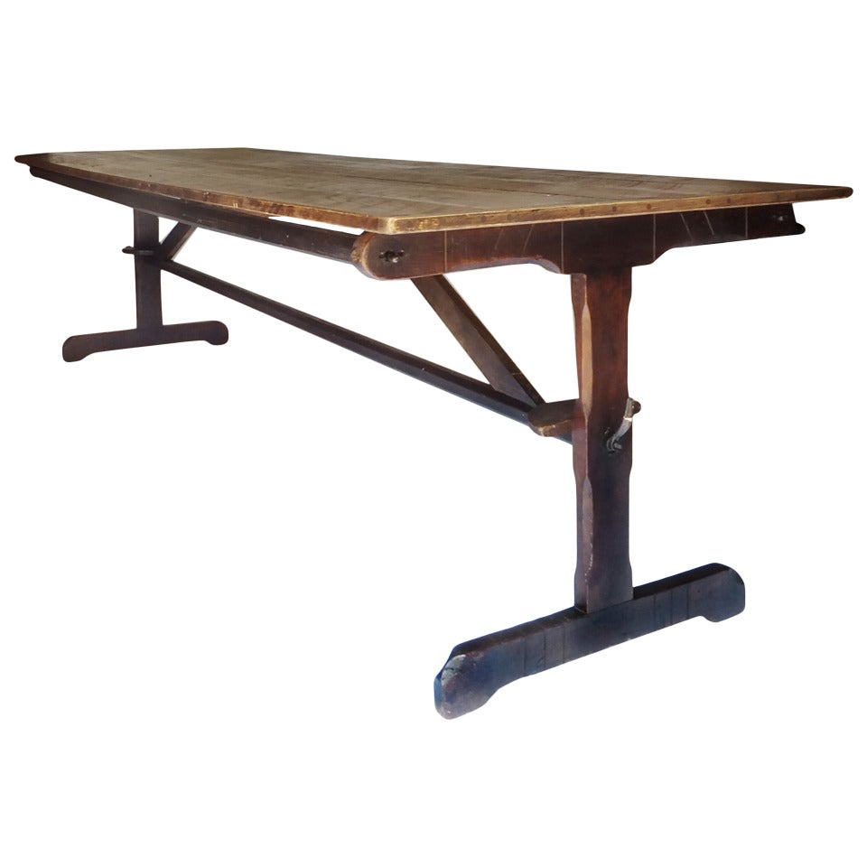 Large Early Trestle Dining Table For Sale