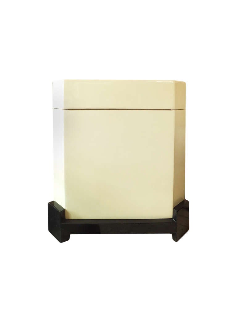 Karl Springer Style Lacquered Box Side Table.