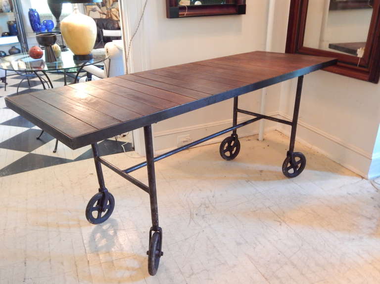 Work Table on Wheels In Excellent Condition In Bridgehampton, NY