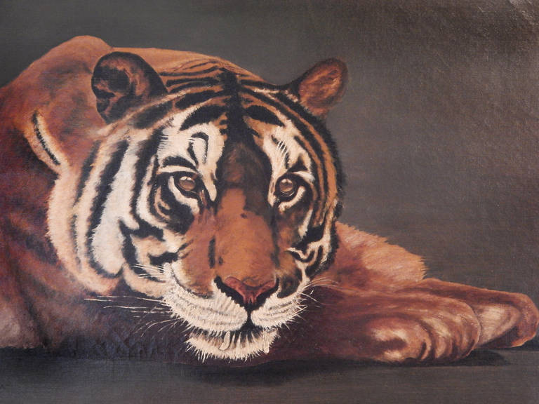 American 19th Century Tiger Painting For Sale