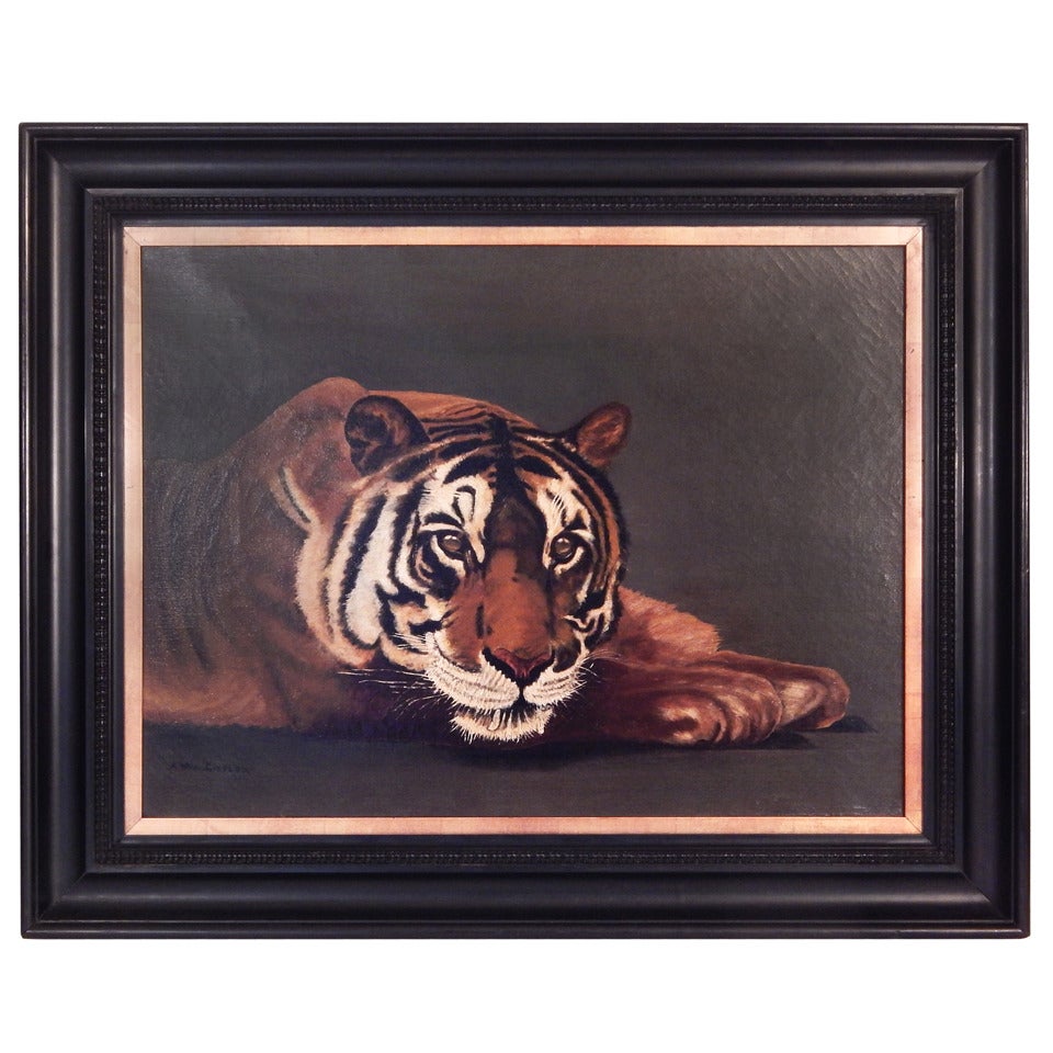 19th Century Tiger Painting For Sale