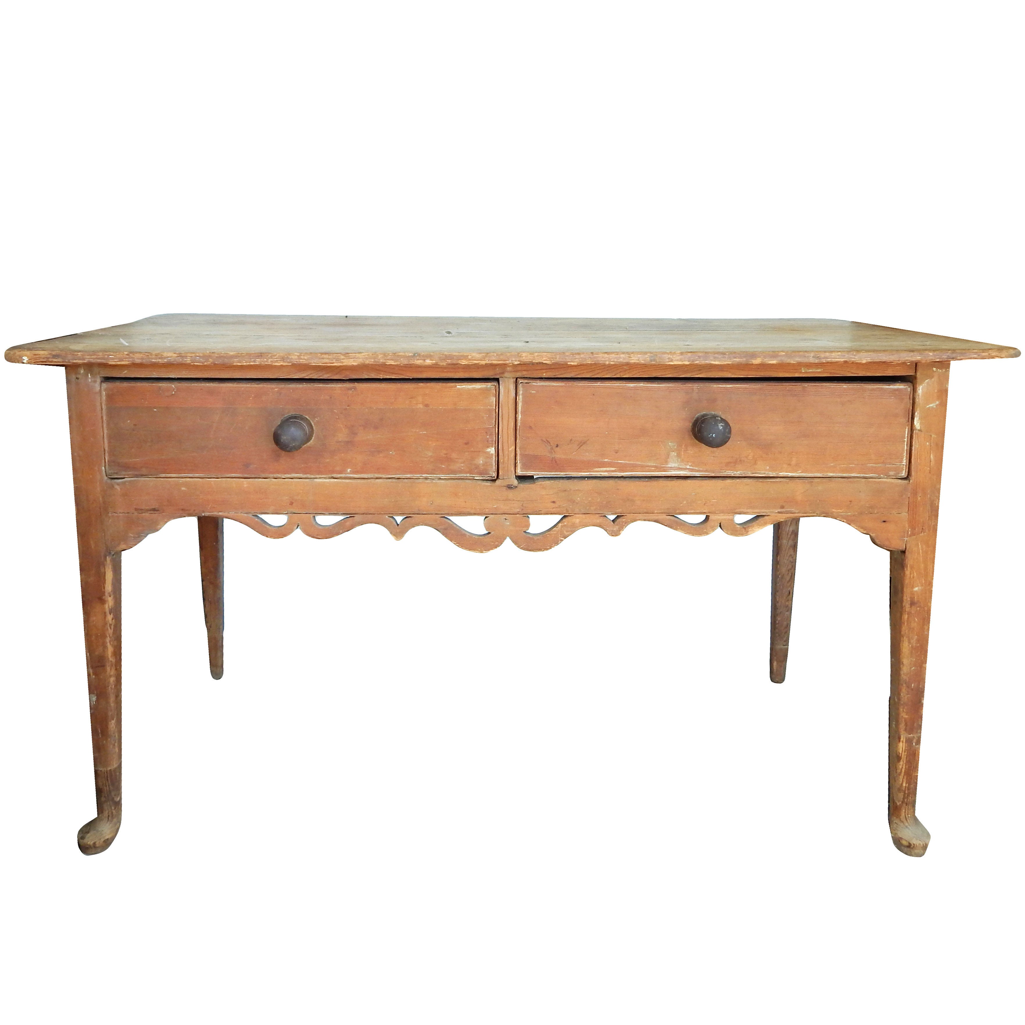 European Table with Scroll Apron For Sale