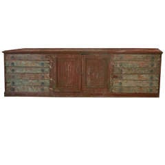 Long Painted American Store Cabinet Long Painted American Store Cabinet