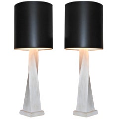 Pair of Tall Plaster Lamps