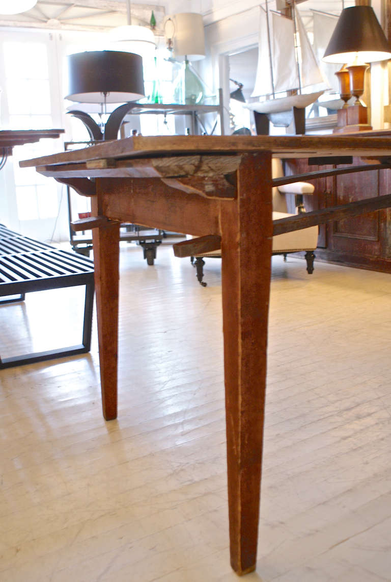 19th Century Two Board Pine Table In Distressed Condition For Sale In Bridgehampton, NY