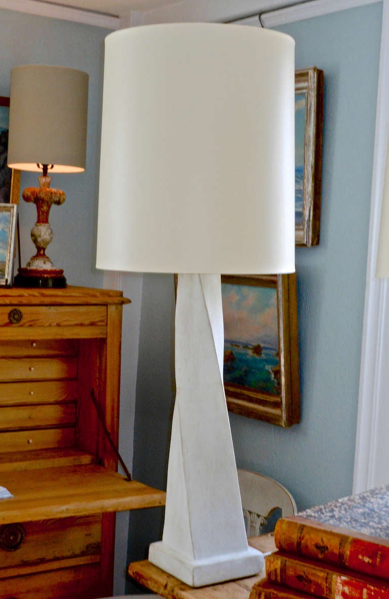 American Striking Pair of Tall Plaster Lamps