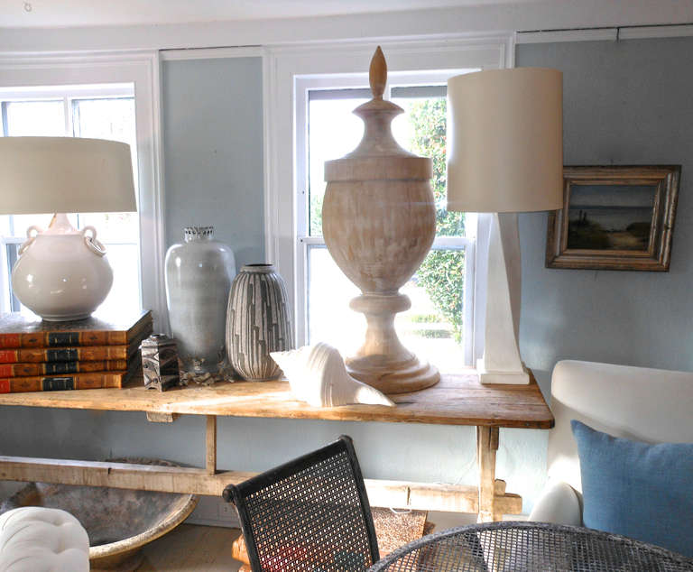 Striking Pair of Tall Plaster Lamps 5