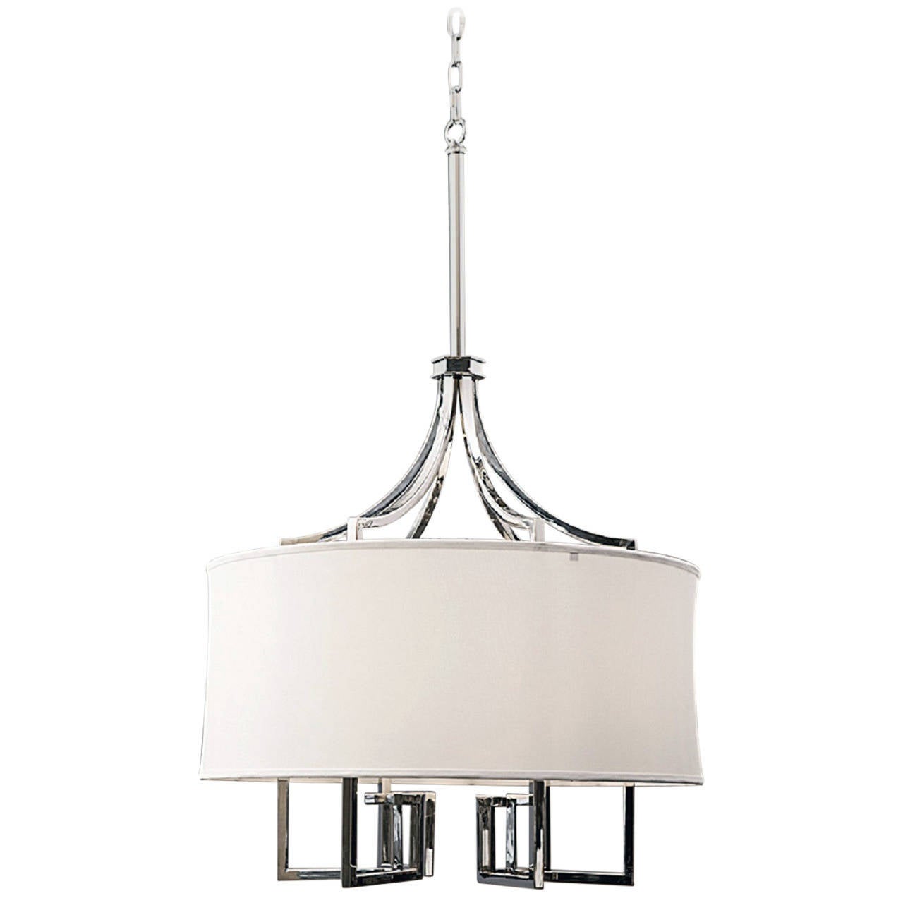 Polished Nickel Greek Key Pendant Light For Sale at 1stDibs