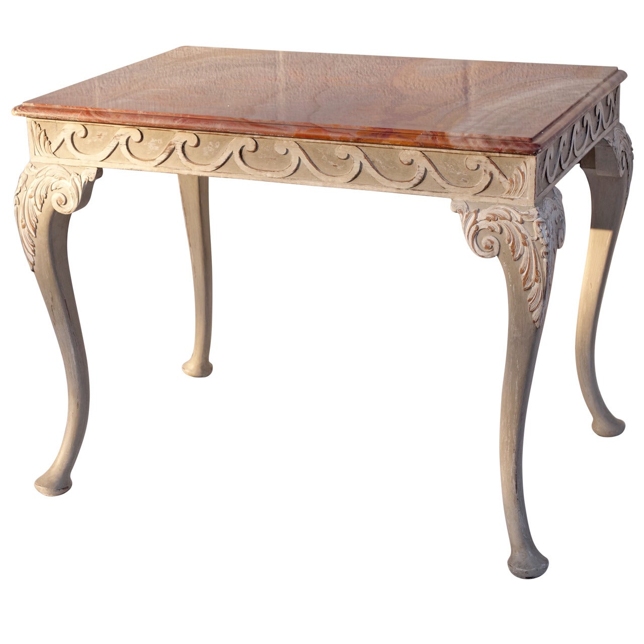 Chippendale Style Center Table with Marble top For Sale