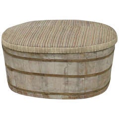 19th C Barrell with Upholstered Lid