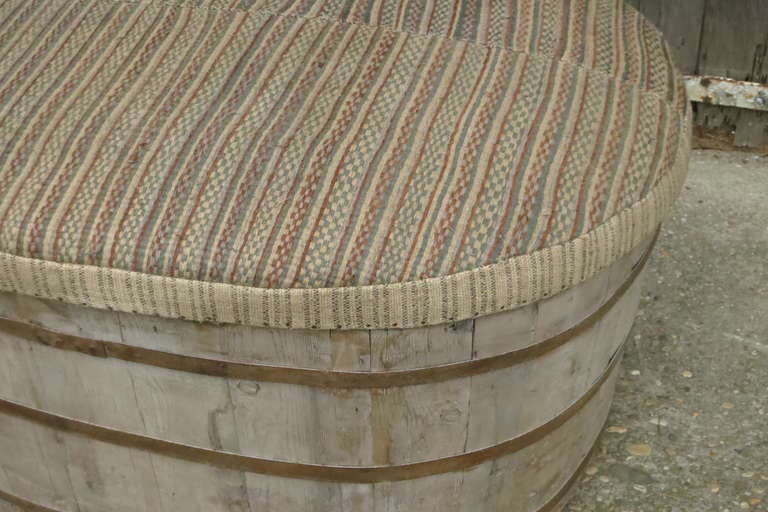 French 19th C Barrell with Upholstered Lid For Sale