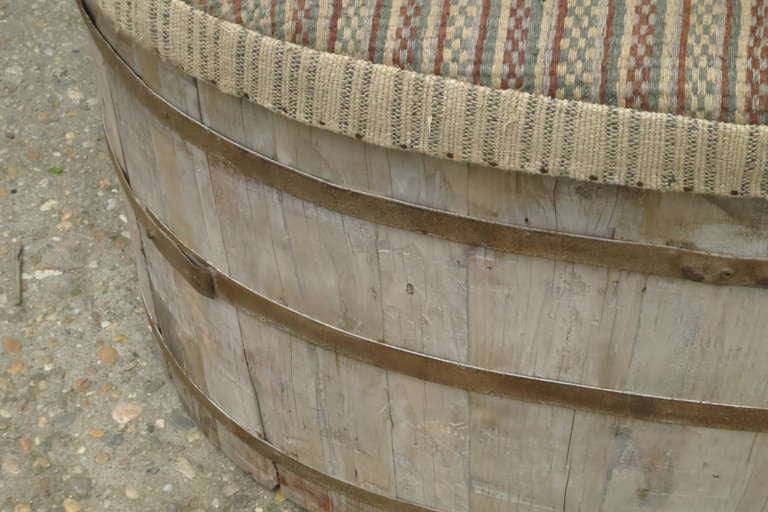 19th Century 19th C Barrell with Upholstered Lid For Sale
