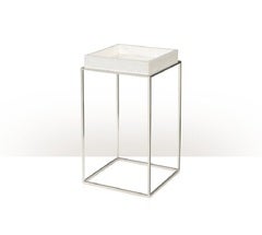 Steel Side Table with Leather Tray Top